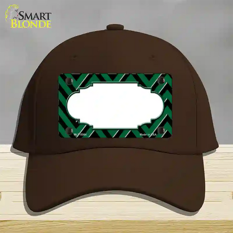 Green Black Chevron Scallop Novelty License Plate Hat Cotton / Dark Brown