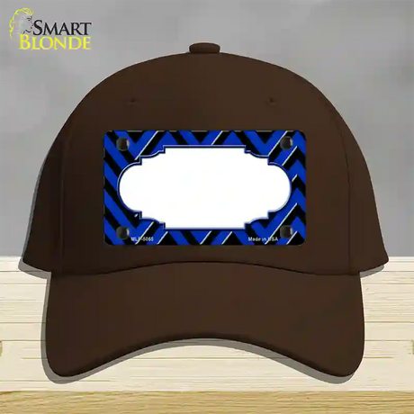 Blue Black Chevron Scallop Novelty License Plate Hat Cotton / Dark Brown