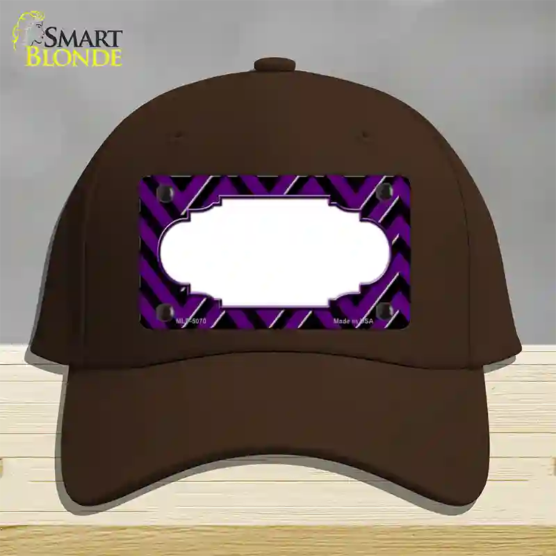 Purple Black Chevron Scallop Novelty License Plate Hat Cotton / Dark Brown