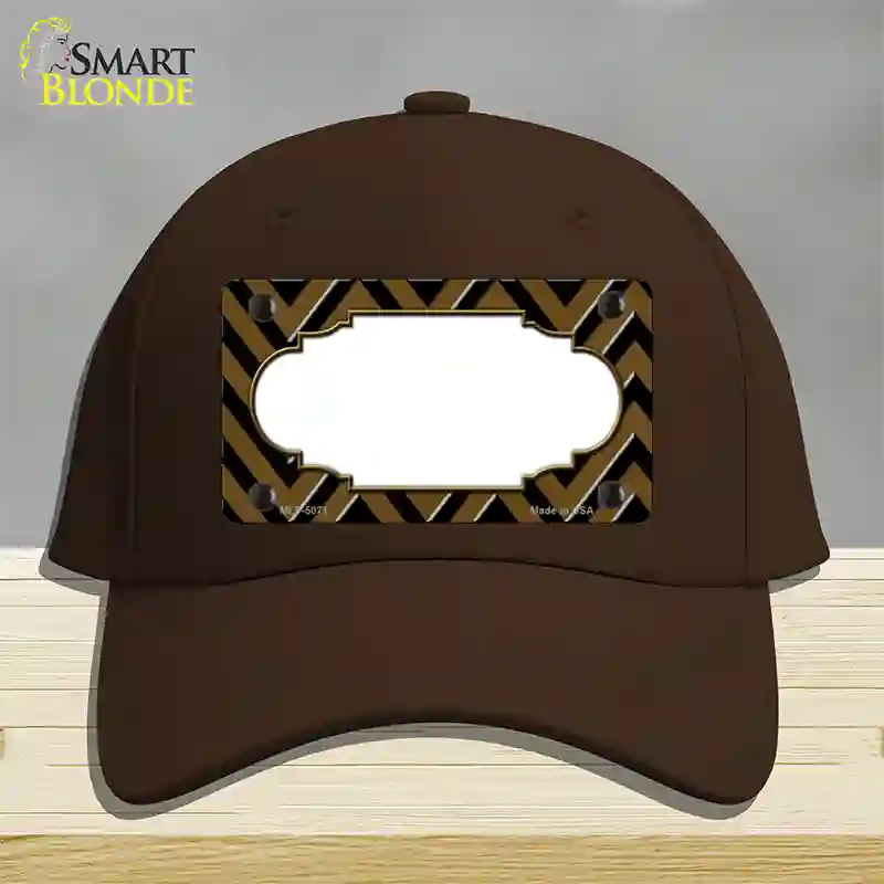 Brown Black Chevron Scallop Novelty License Plate Hat Cotton / Dark Brown