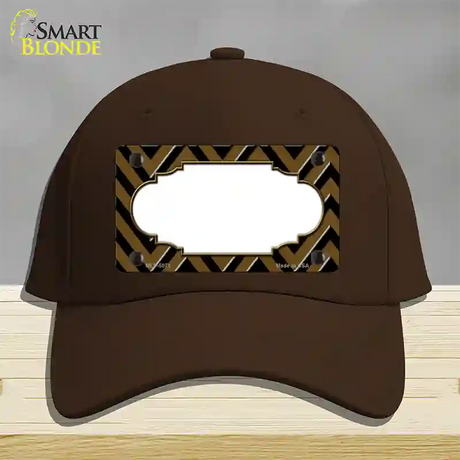 Brown Black Chevron Scallop Novelty License Plate Hat Cotton / Dark Brown