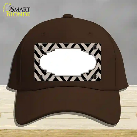 Tan Black Chevron Scallop Novelty License Plate Hat Cotton / Dark Brown