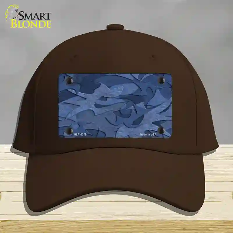 Camouflage Solid Blue Novelty License Plate Hat Cotton / Dark Brown