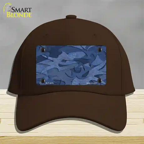 Camouflage Solid Blue Novelty License Plate Hat Cotton / Dark Brown