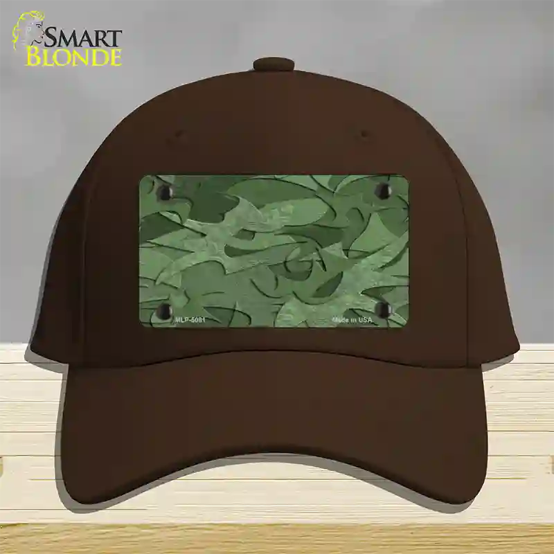 Green Camouflage Novelty License Plate Hat Cotton / Dark Brown