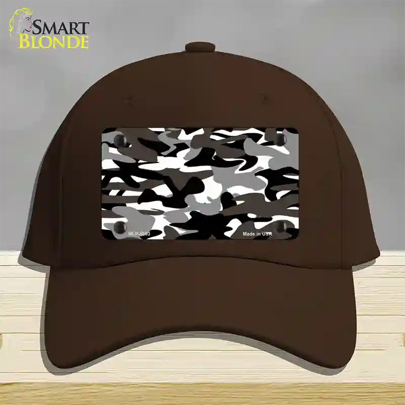 Black And White Camouflage Novelty License Plate Hat Cotton / Dark Brown