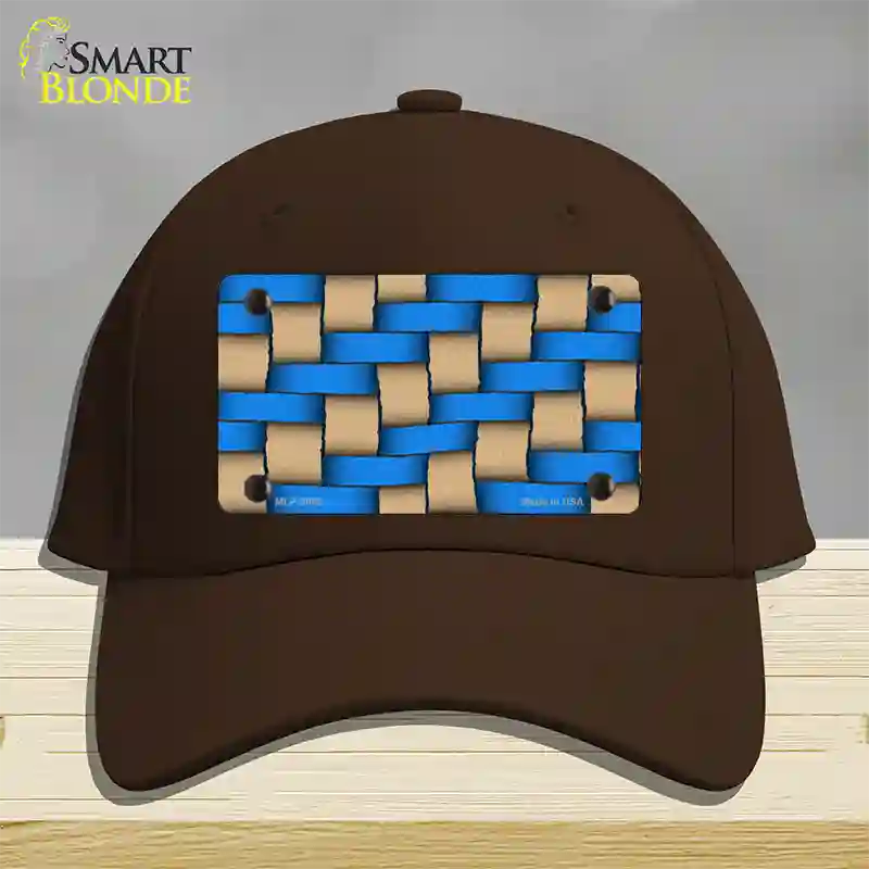 Weave Blue & Tan Novelty License Plate Hat Cotton / Dark Brown