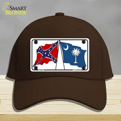 Confederate South Carolina State Flag Novelty License Plate Hat Cotton / Dark Brown