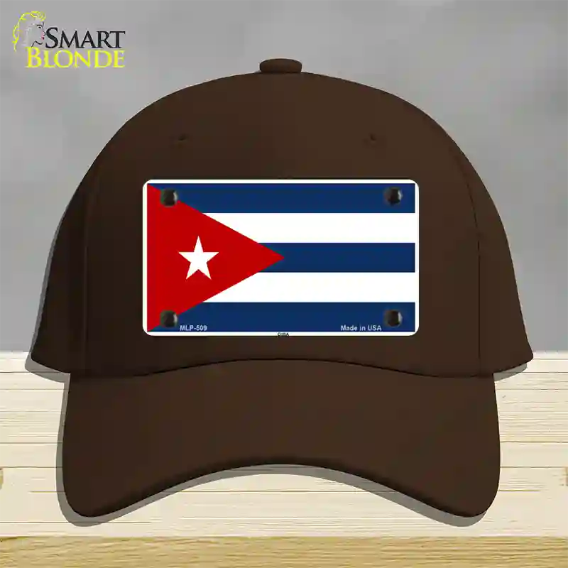 Cuba Flag Novelty License Plate Hat Cotton / Dark Brown