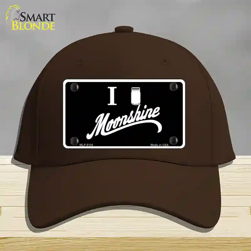 I Love Moonshine Novelty License Plate Hat Cotton / Dark Brown