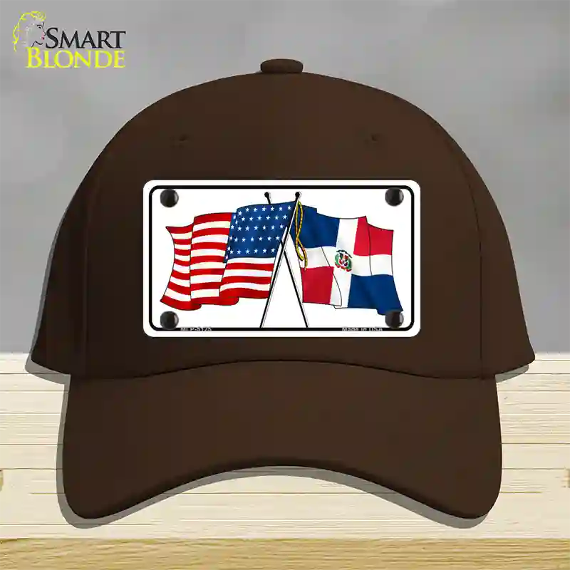 United States Dominican Republic Crossed Flags Novelty License Plate Hat Sign Cotton / Dark Brown