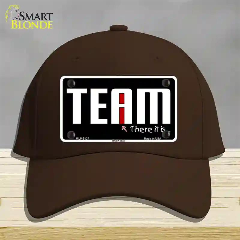 I In Team Novelty License Plate Hat Cotton / Dark Brown