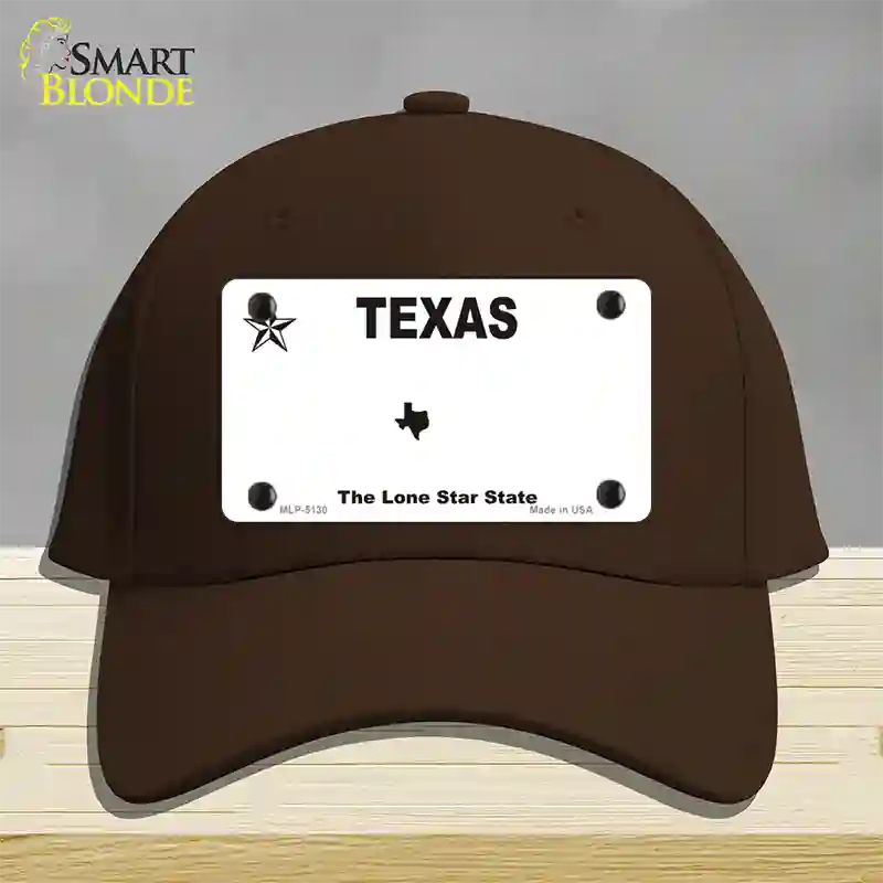 Texas White Blank Novelty License Plate Hat Cotton / Dark Brown