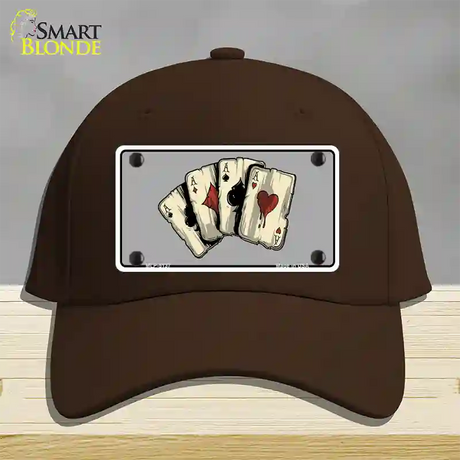 Four Aces Cards Novelty License Plate Hat Cotton / Dark Brown