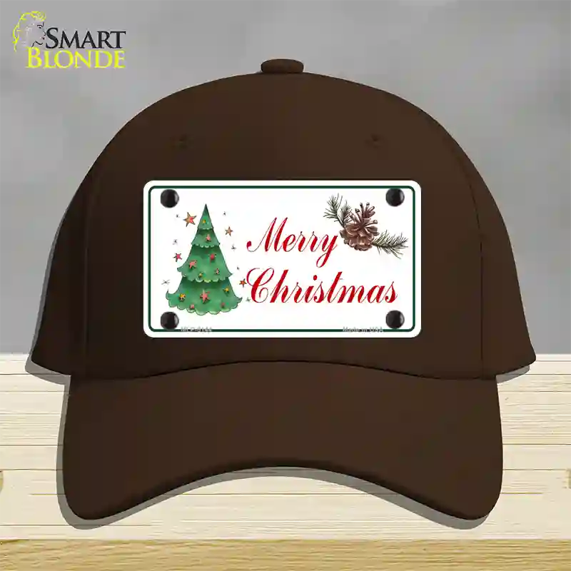 Merry Christmas Tree Novelty License Plate Hat Cotton / Dark Brown