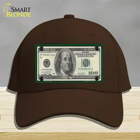 $100 Bill Novelty License Plate Hat Cotton / Dark Brown