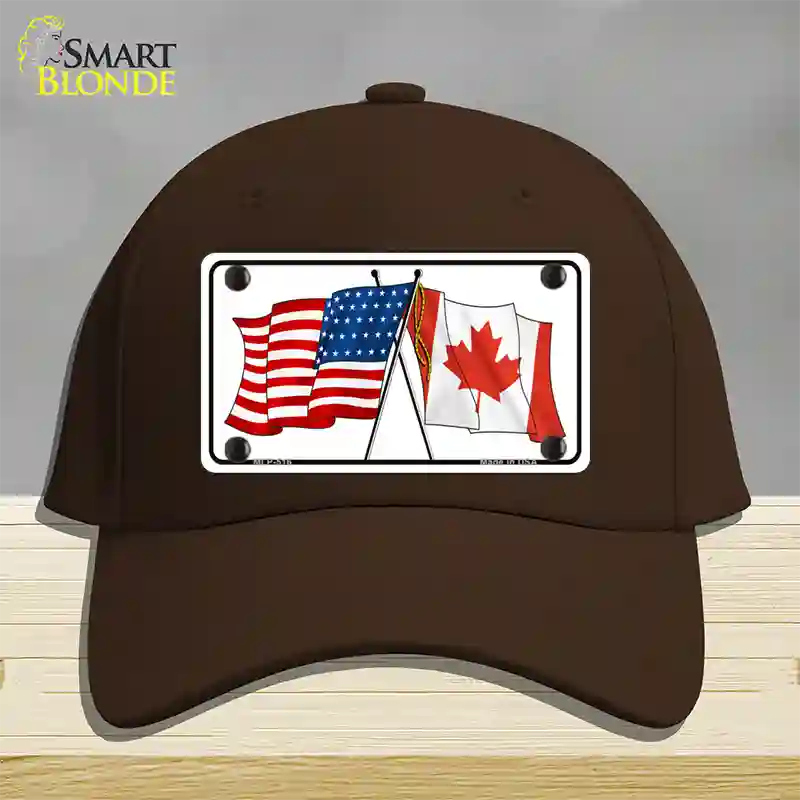 United States Canadian Flag Novelty License Plate Hat Cotton / Dark Brown