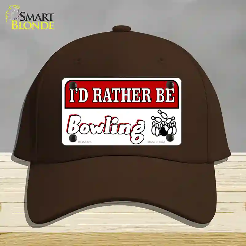 Rather Be Bowling Novelty License Plate Hat Cotton / Dark Brown