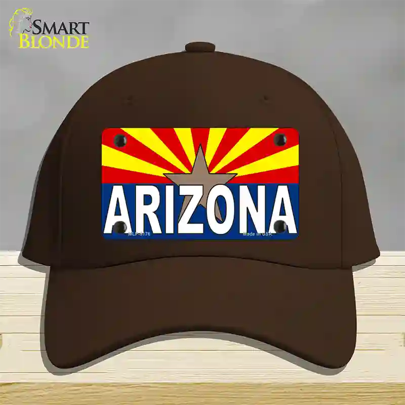 Arizona Flag White Arizona Novelty License Plate Hat Sign Cotton / Dark Brown