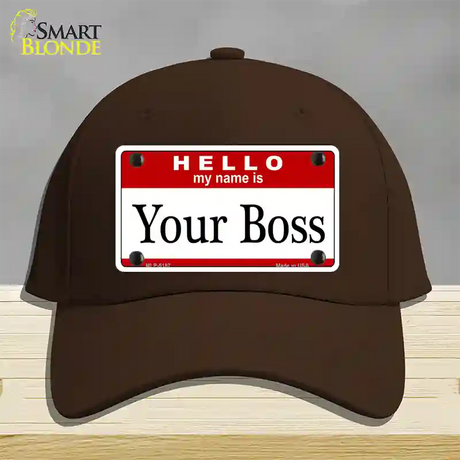 Your Boss Novelty License Plate Hat Cotton / Dark Brown