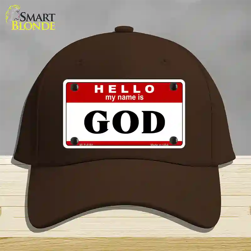 Name Is God Novelty License Plate Hat Cotton / Dark Brown