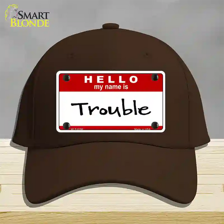 Trouble Novelty License Plate Hat Cotton / Dark Brown