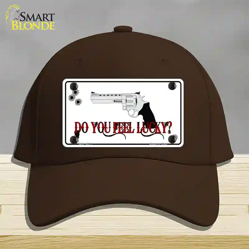 Do You Feel Lucky Novelty License Plate Hat Cotton / Dark Brown