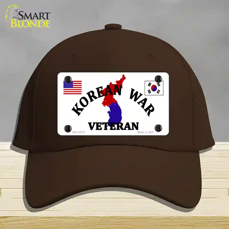 Korean War Veteran Novelty License Plate Hat Cotton / Dark Brown