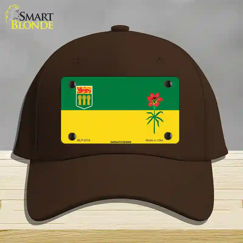 Saskatchewan Flag Novelty License Plate Hat Cotton / Dark Brown