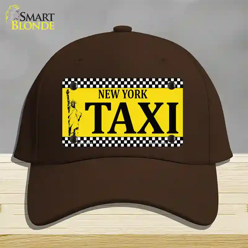 New York Taxi Novelty License Plate Hat Cotton / Dark Brown