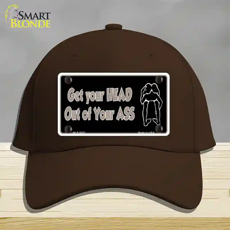 Head Out of Your Ass Novelty License Plate Hat Cotton / Dark Brown