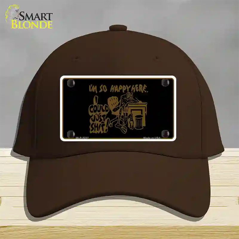 Im So Happy Here Novelty License Plate Hat Cotton / Dark Brown