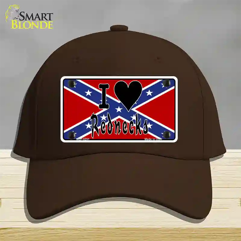 I Love Rednecks Novelty License Plate Hat Cotton / Dark Brown