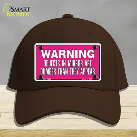 Objects In Mirror Pink Novelty License Plate Hat Cotton / Dark Brown