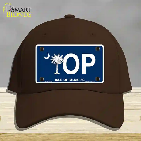 IOP Isle of Palms Blue Novelty License Plate Hat Cotton / Dark Brown