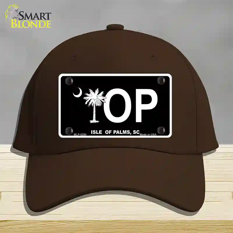 IOP Isle of Palms Black Novelty License Plate Hat Cotton / Dark Brown