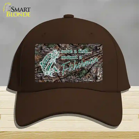 Save A Fish Novelty License Plate Hat Cotton / Dark Brown