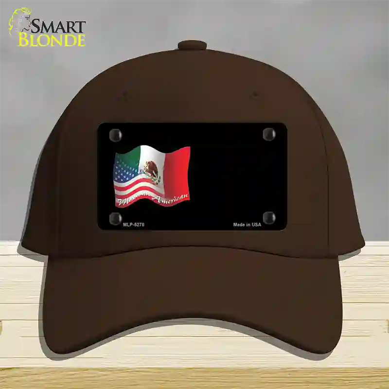 Mexican American Flag Offset Novelty License Plate Hat Cotton / Dark Brown