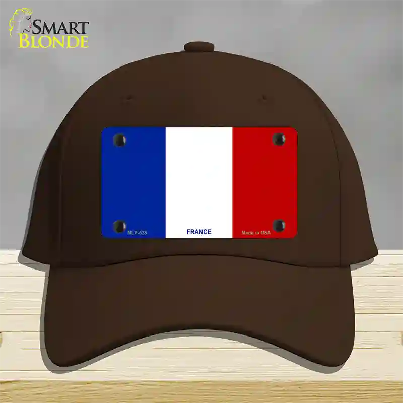 France Flag Novelty License Plate Hat Cotton / Dark Brown