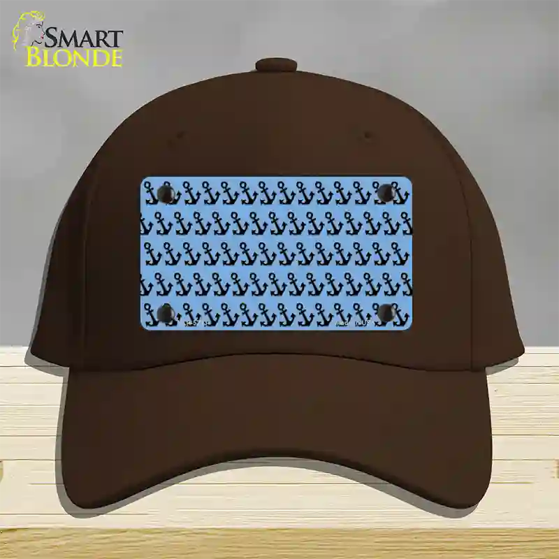 Light Blue Black Anchor Novelty License Plate Hat Cotton / Dark Brown