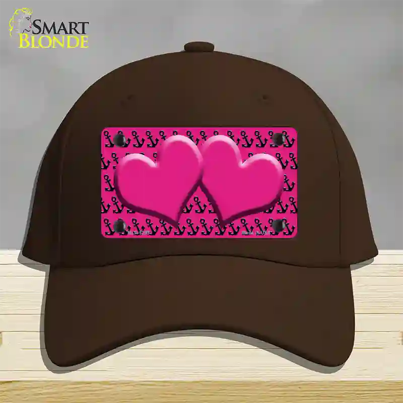 Pink Black Anchor Pink Heart Center Novelty License Plate Hat Cotton / Dark Brown