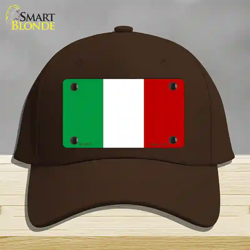 Italy Flag Novelty License Plate Hat Cotton / Dark Brown