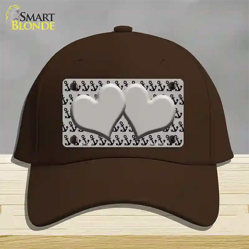 Grey Black Anchor Grey Heart Center Novelty License Plate Hat Cotton / Dark Brown