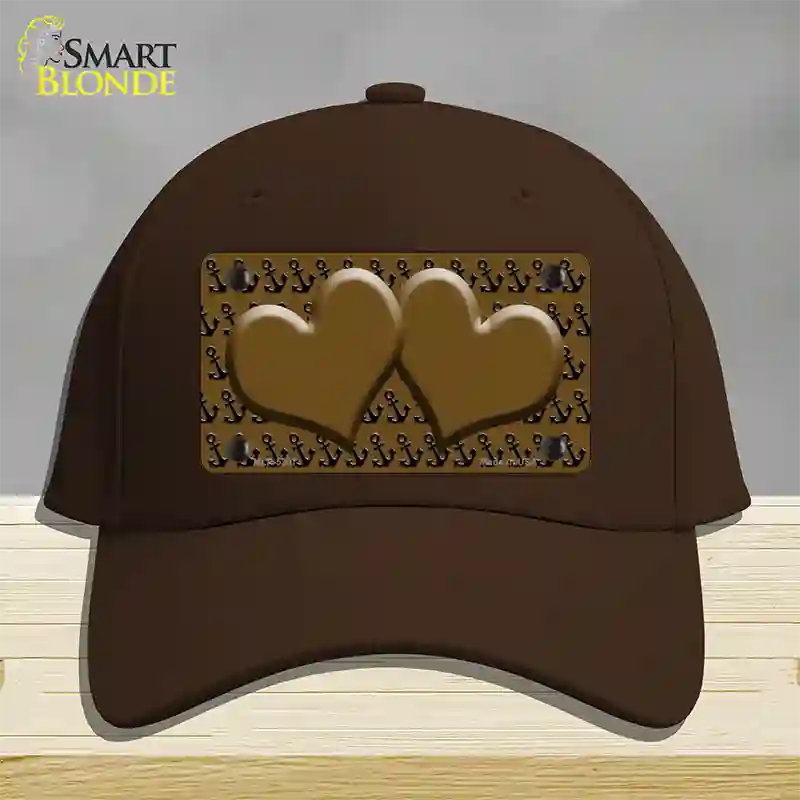 Brown Black Anchor Brown Heart Center Novelty License Plate Hat Cotton / Dark Brown