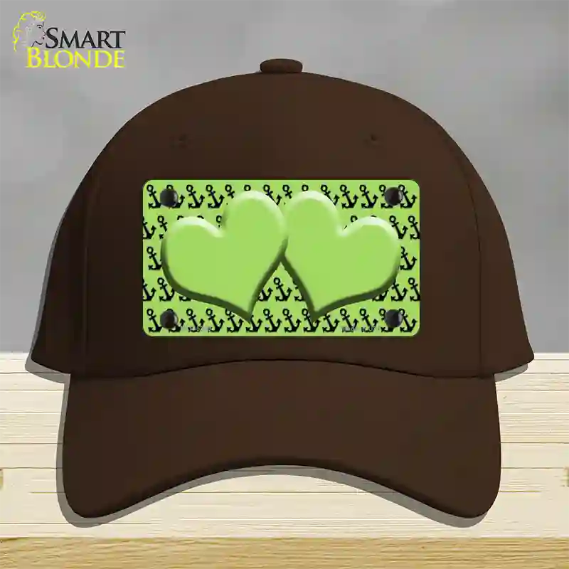 Lime Green Black Anchor Lime Green Heart Center Novelty License Plate Hat Cotton / Dark Brown