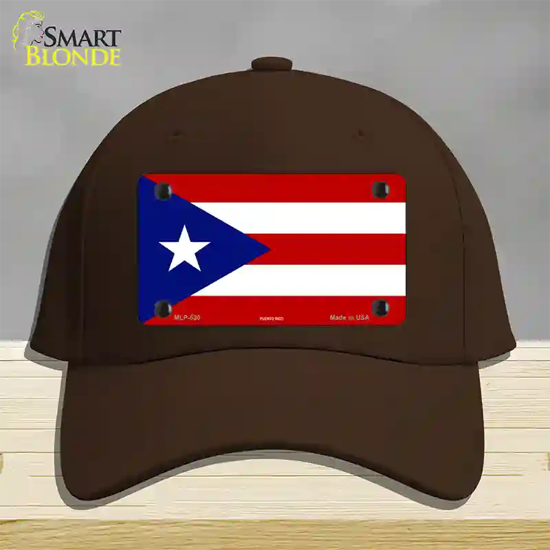 Puerto Rico Flag Novelty License Plate Hat Cotton / Dark Brown