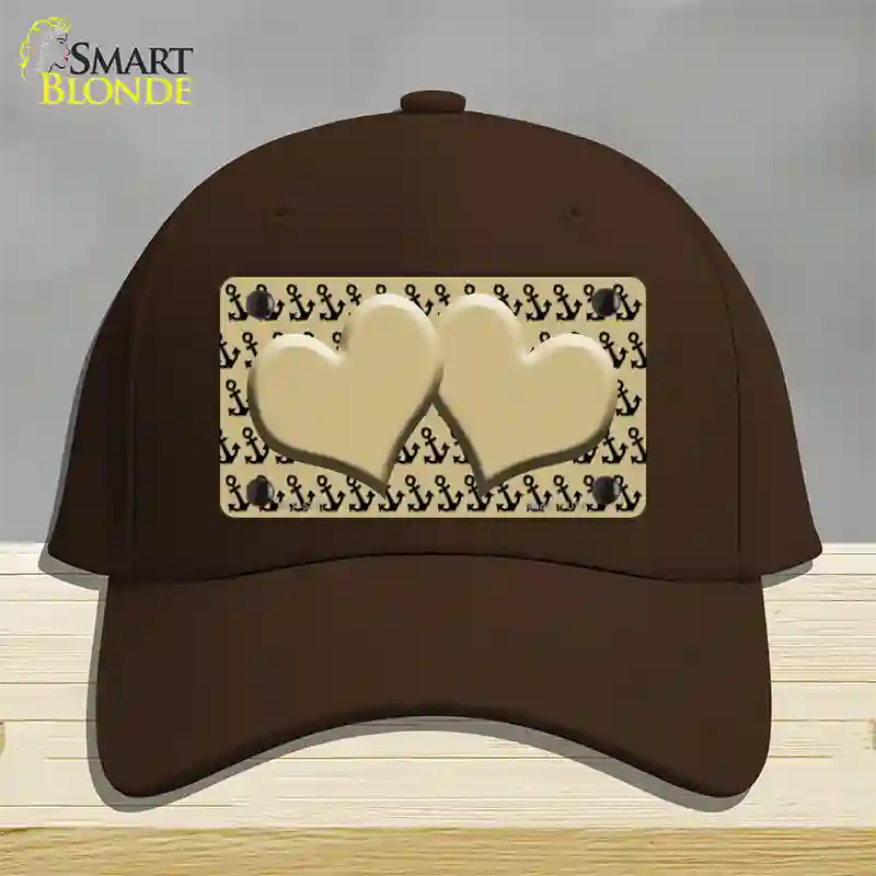 Gold Black Anchor Gold Heart Center Novelty License Plate Hat Cotton / Dark Brown