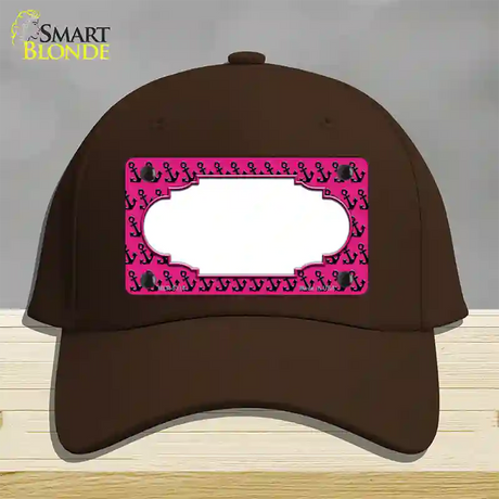 Pink Black Anchor Scallop Center Novelty License Plate Hat Cotton / Dark Brown