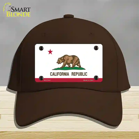 California State Flag Novelty License Plate Hat Cotton / Dark Brown