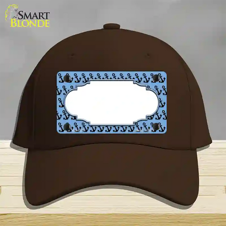 Light Blue Black Anchor Scallop Center Novelty License Plate Hat Cotton / Dark Brown